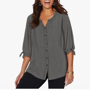 Catherine’s Tunic Top Plus Size 6X Black White Longline‎